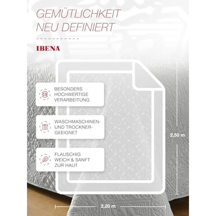 IBENA Tagesdecke Sonio, Tagesdecke mit Steppung in diversen Designs, als Überwurf geeignet – Bild 4