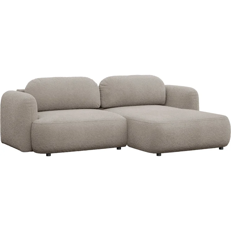 Selsey Tvoya Ecksofa mit Schlaffunktion, Ottomane rechts, Bouclé Beigegrau – Bild 1