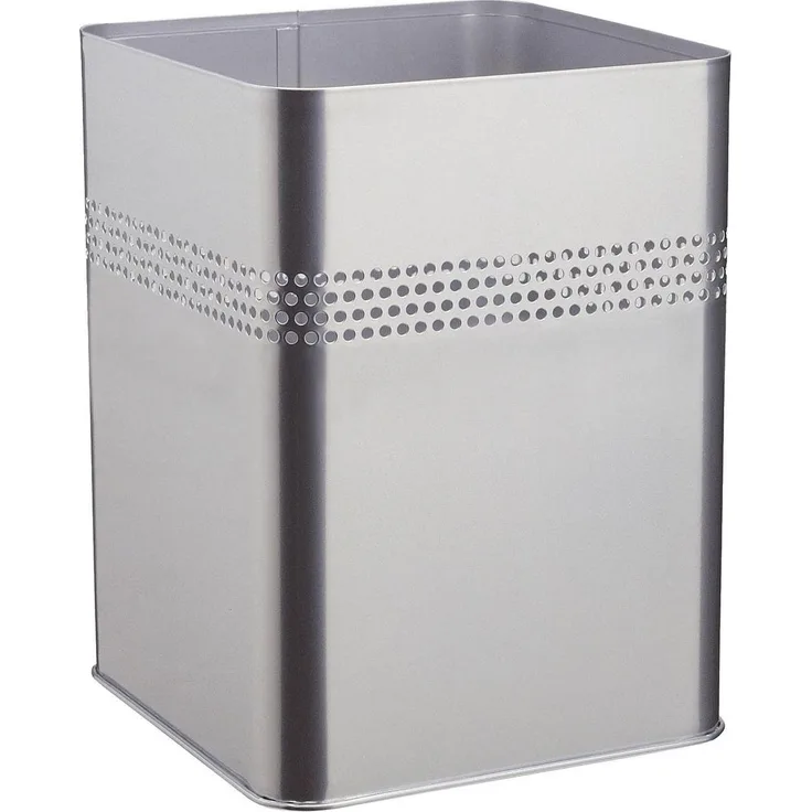 Papierkorb Metall eckig 18,5 Liter, P 30 mm, metallic silber