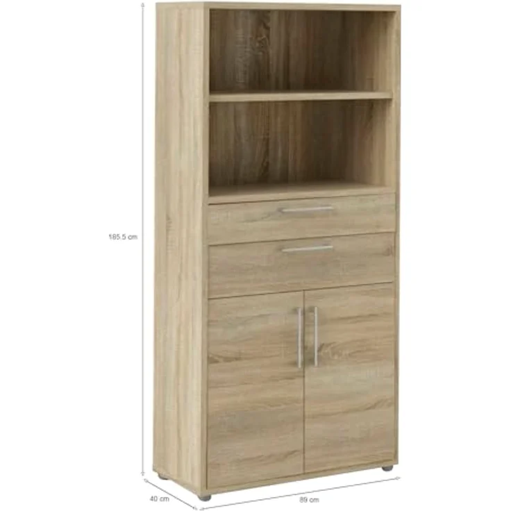 Dmora - Kommode Ludivine, Wohnzimmerbuffet, Wohnzimmer-Sideboard, Moderne Küchen-Speisekammer, 89x40 h186 cm, Eiche – Bild 3
