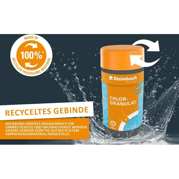 Steinbach | Poolpflege Test-Set | Chlorgranulat 1 KG & Testkit für pH-Wert/Chlor | ideal zur Wasserkontrolle, Erstdosierung & Schockbehandlung | Poolwasser sauber & kristallklar – Bild 3