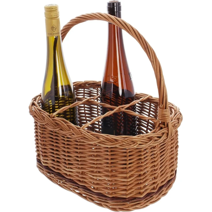 Flaschenkorb "Rustico", für 6 Flaschen Einkaufskorb Picnickorb Aufbewahrungskorb – Bild 3