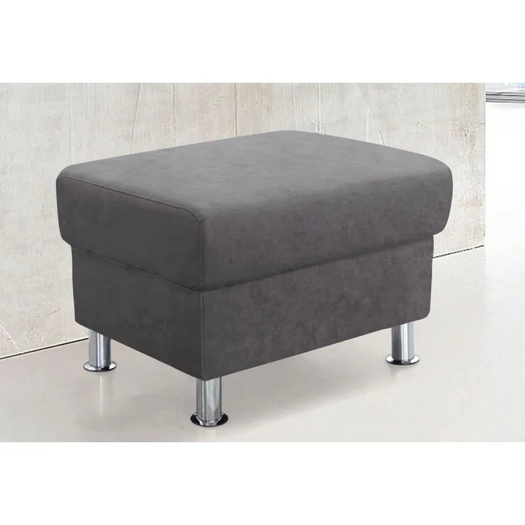 TRENDMANUFAKTUR Hocker Rondo, Polsterhocker zur Serie, Breite 67 cm, Füße chromfarben, Fußhocker wahlweise mit Federkern, in verschiedenen Bezügen bestellbar