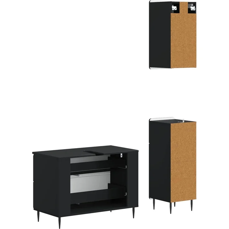 vidaXL 3-teiliges Badezimmer-Schranksystem ZWOLLE Schwarz 3417757 – Bild 6