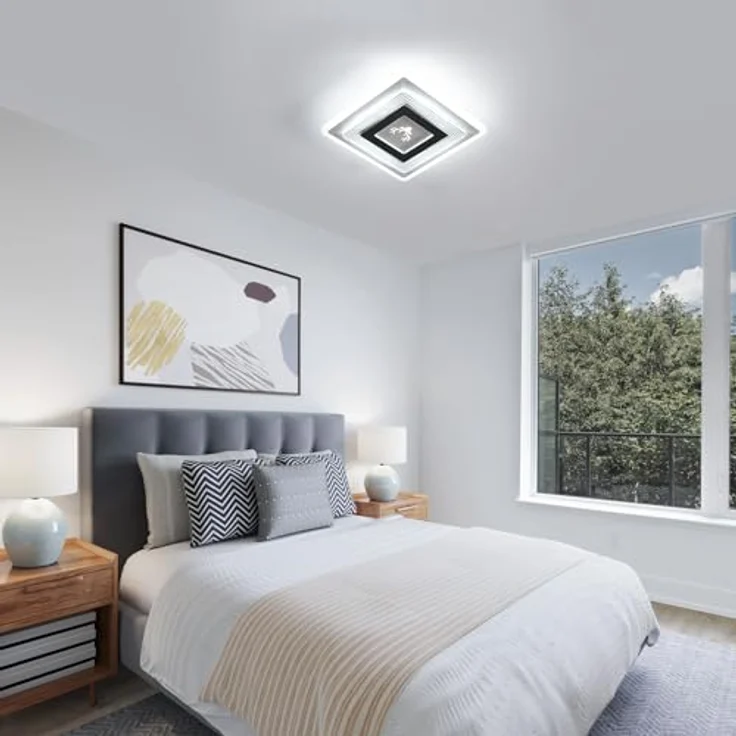 Goeco LED Deckenleuchte Moderne, 22W Deckenlampe Schwarz 6500K Kaltweißes Licht, Quadrat LED Deckenbeleuchtung aus Aluminium für Schlafzimmer, Wohnzimmer, Küche, Flur – Bild 5