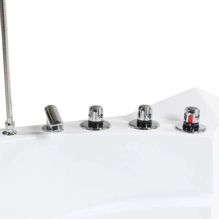 XXL Luxus LED Whirlpool Badewanne 135x135 cm +Heizung +Ozon+ Radio 14 Düsen – Bild 7