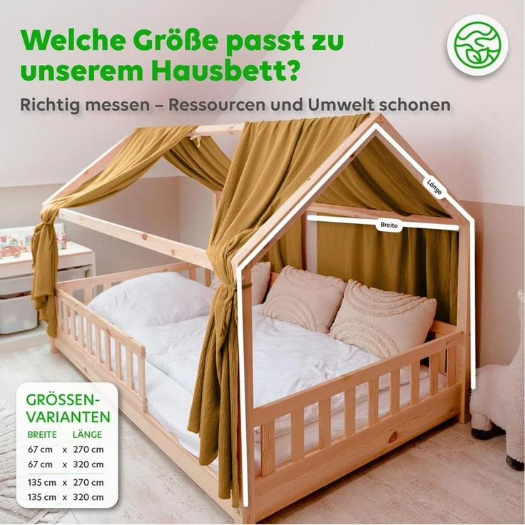 lilimaus Betthimmel Hausbett Himmel 2er-Set aus 100% Musselin - für Kinderbett (1-tlg), Set mit 2 abgestimmten Stoffbahnen - weich & schnell montiert – Bild 4