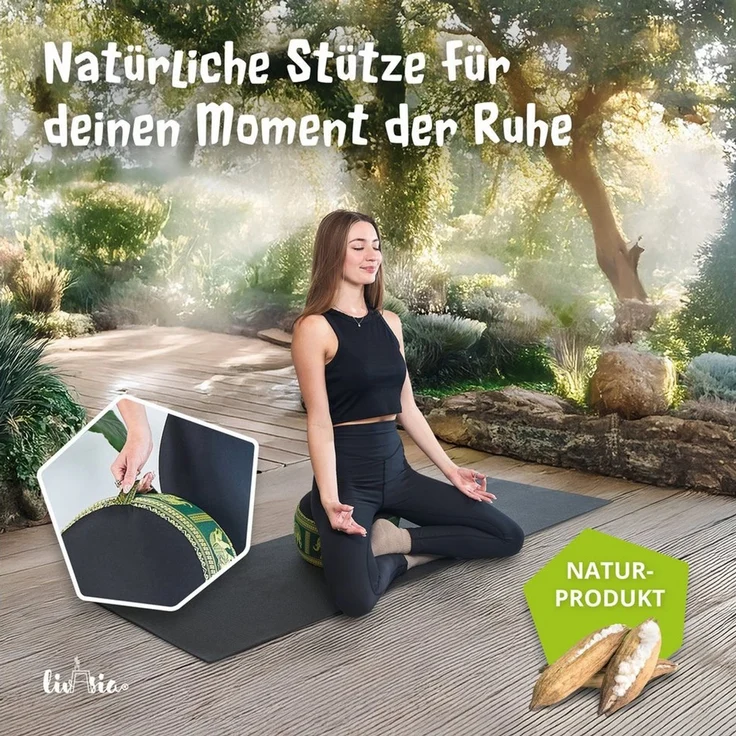 livasia Meditationskissen Zafukissen (Deluxe) - 32x20cm, Kapok, vegan, handgefertigt