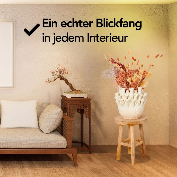 Brixy Hocker Holz - Teakholz - Beistelltisch - Fußhocker - Pflanztisch - Tritthocker - bis 150 kg - Braun – Bild 5