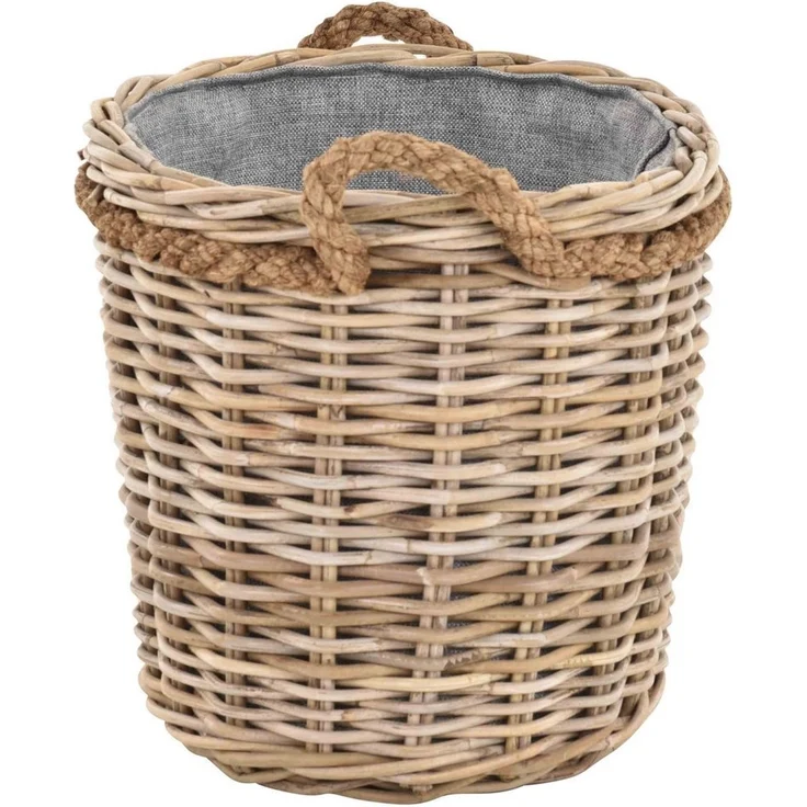 Krines Home Flechtkorb Großer Holzkorb oval Grau Natur Rattan mit Seilrand /Tragekorb, mit Seilrand – Bild 3