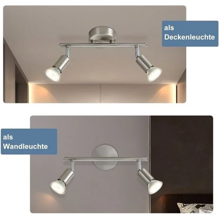 Nettlife Deckenstrahler 1/2/3/4/6 Flammig Wand Modern Deckenleuchte, Schwenkbar 350°, LED wechselbar, Wohnzimmer Flur Schlafzimmer – Bild 4