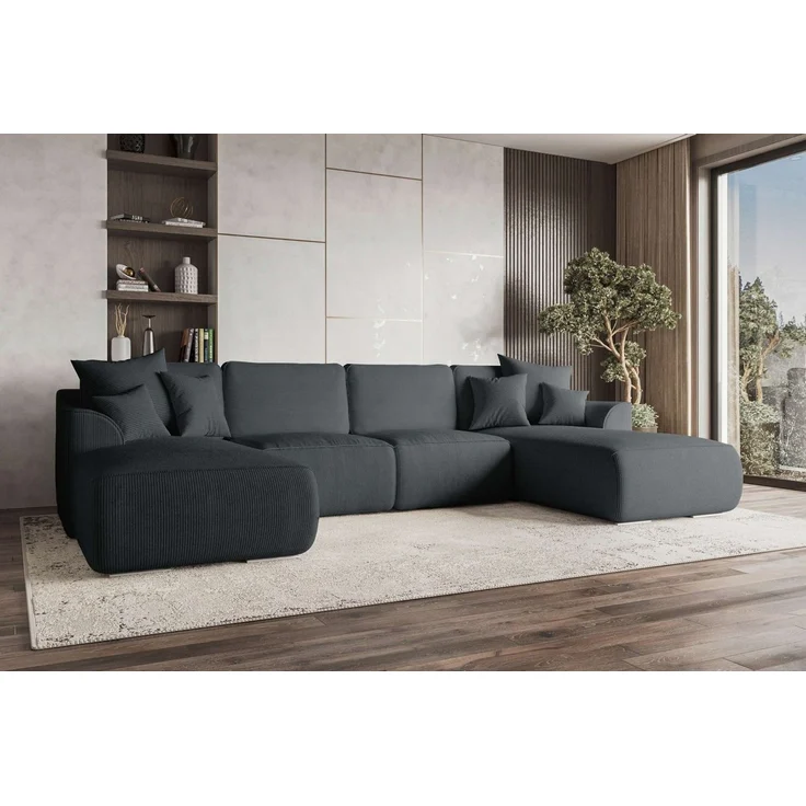 99rooms Wohnlandschaft Gusto, Sofa, U-Form, mit Schlaffunktion, mit abnehmbaren Kissen, Bezug - Cord POSO – Bild 5