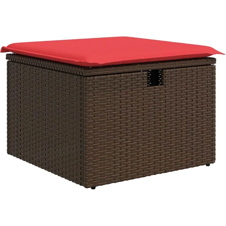 vidaXL Garten-Sofa-Set mit Kissen mit Speicher 7 pcs Braun Poly Rattan 3360235 – Bild 6