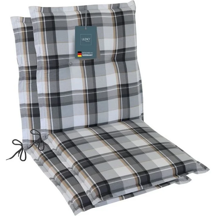LILENO HOME Polsterauflage Niedriglehner, bequeme Sitzauflage für Gartenstühle, Stuhlkissen, (2 St, 2er Set), Gartenstuhl Auflage in Karo Grau, Sitzpolster waschbar – Bild 4