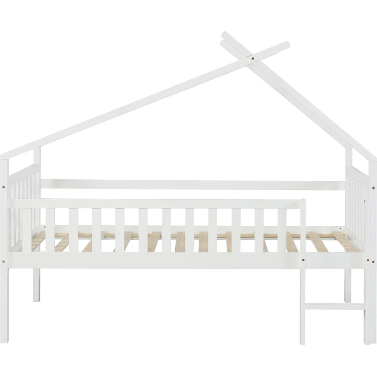 Hausbett Sotkamo 90x200cm mit Rausfallschutz Kiefernholz Weiß [en. casa] – Bild 5
