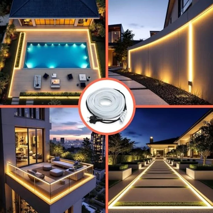 Spetebo LED-Lichterschlauch LED Lichtschlauch warmweiß - 10 m / 900 LED, 900-flammig, beleuchteter Lichterschlauch für Drinnen und Draußen – Bild 4
