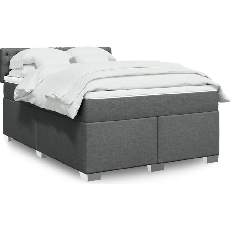 vidaXL Boxspringbett mit Matratze Dunkelgrau 140x200 cm Stoff 3285919 – Bild 1