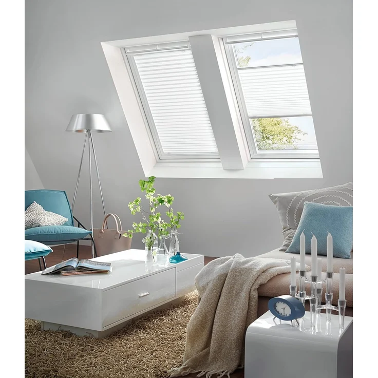GARDINIA Solo Dachfenster-Plissee ohne Bohren, Mit Saugnäpfen, Blickdichtes Falt-Rollo, Inkl. aller Montage-Teile, Weiß, 95,3x100 cm – Bild 2