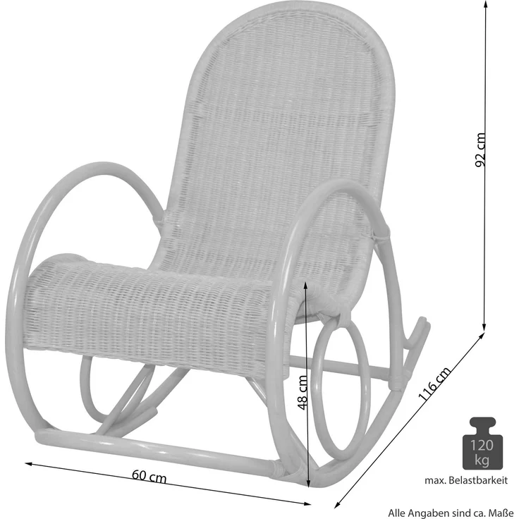 Schaukelstuhl aus Kubu-Rattan handgefertigt, naturgrau inkl. Kissen braun – Bild 5