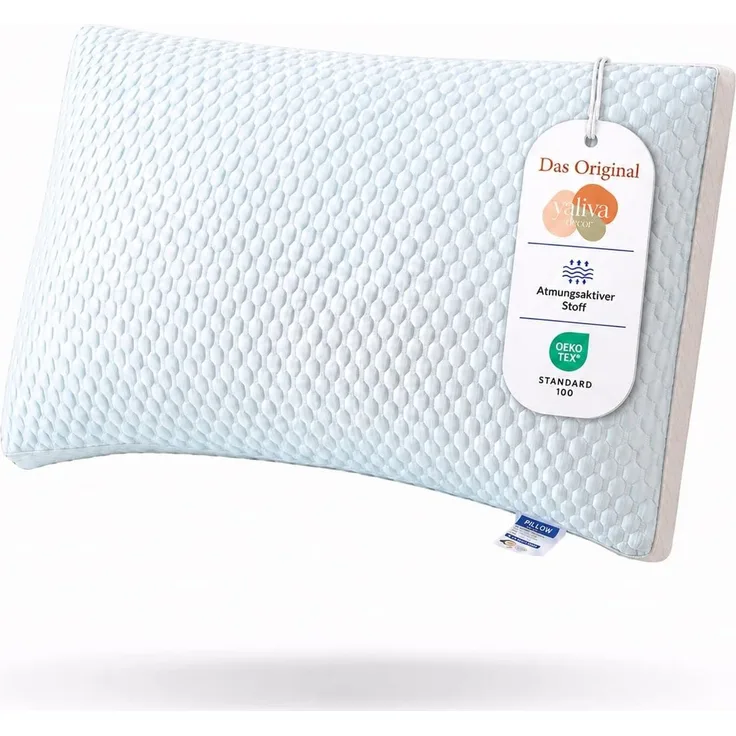 YaLiva_Decor® Kopfkissen Ergonomisch, Atmungsaktiv, kühles Nackenkissen, antiallergen & für alle Schlafpositionen, 75 x 45 x 9 cm