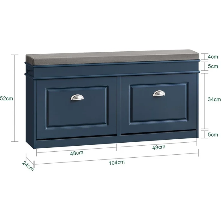 SoBuy FSR64-B Schuhbank, MDF, Lackiert, Dunkelblau, 104 x 51 x 24 cm – Bild 3