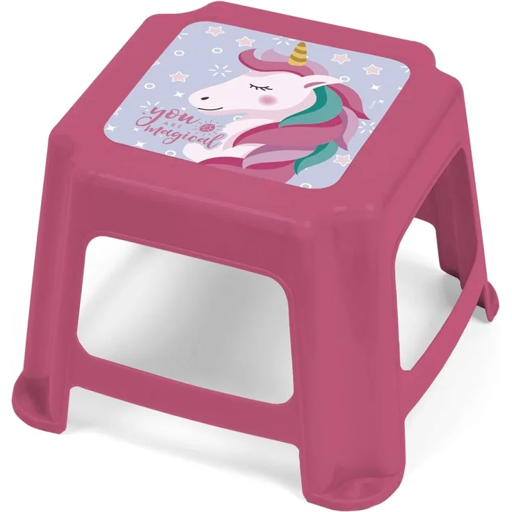 Hocker Einhorn Mädchen 27 x 27 cm Polypropylen rot/rosa