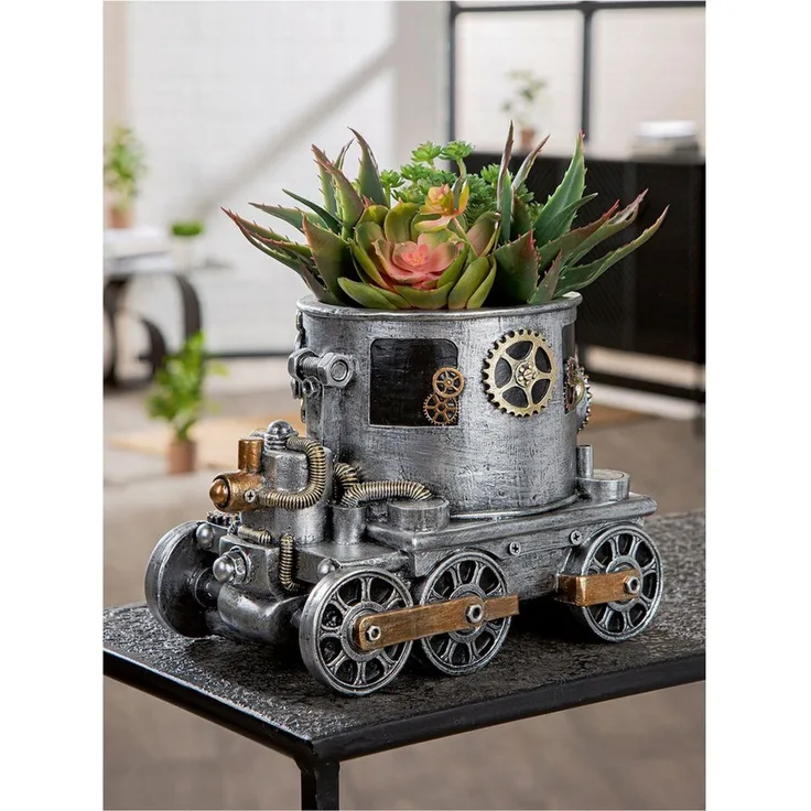 GILDE Übertopf Übertopf Lokomotive Steampunk Engine planter (1 St)