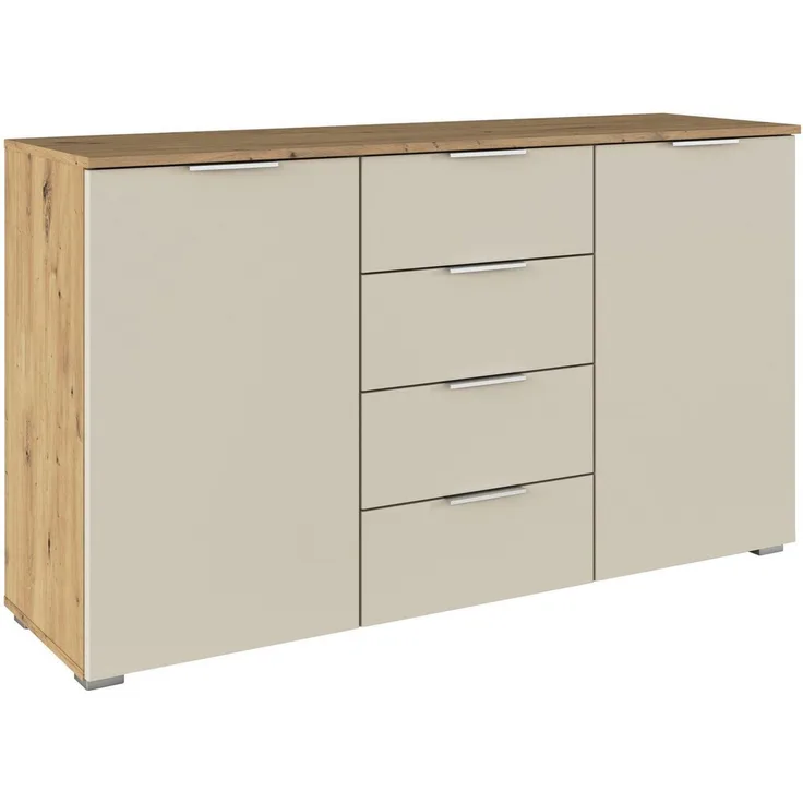 OTTO home Kombikommode Sideboard Schubladenkommode AGORDO mit Dekor- oder Hochglanzfront (in zwei Griff-Farben, Breite 120 cm), vier große Schubladen, mit insgesamt 4 Einlegeböden MADE IN GERMANY