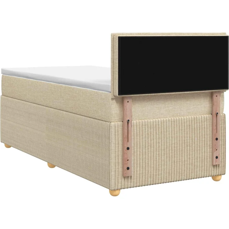 vidaXL Boxspringbett mit Matratze mit Kopfteil Creme 80 x 200 cm Stoff 3451333 – Bild 8