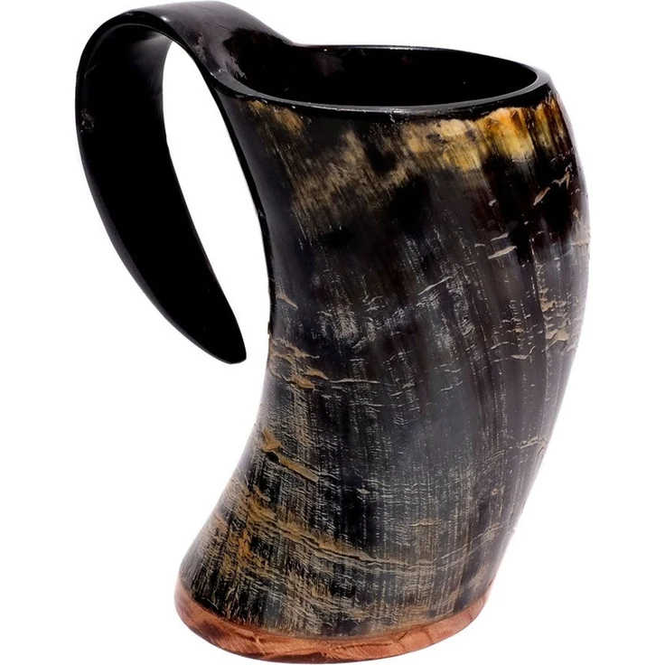 Brillibrum Bierkrug Trinkhorn Becher echtes Kuhhorn Horn Bierkrug Mittelalter – Bild 4