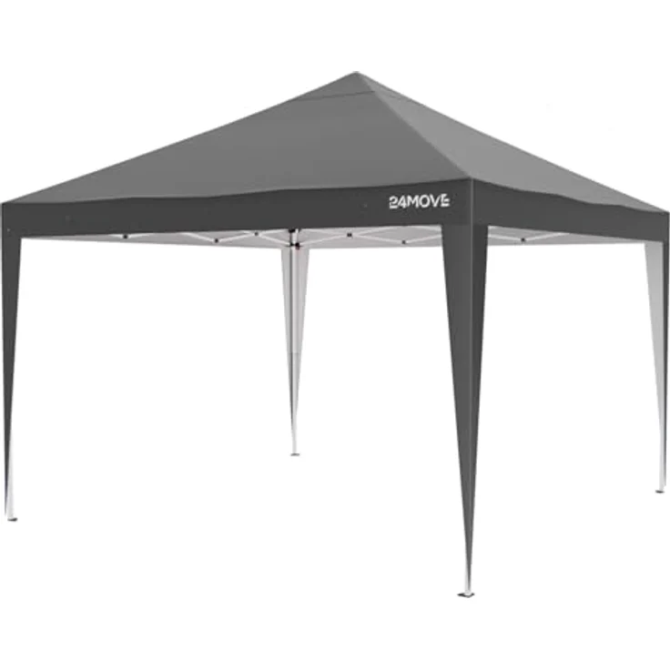 24Move Pavillon Faltpavillon SANTOS, 3x3M grau, klappbar, höhenverstellbar, wasserdicht, UV-Schutz, inkl. Tasche und 8 Heringen – Bild 9