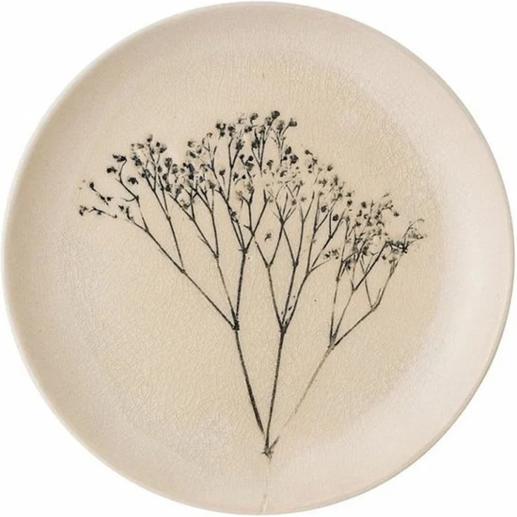 Bloomingville Speiseteller Bea Steingut Natur 22 cm, Blumenmotiv Dänisches Design – Bild 4