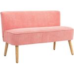 HOMCOM 2-Sitzer Sofa, Rosa, Skandi Design mit pflegeleichtem Stoffbezug, 56.5x77x117 cm