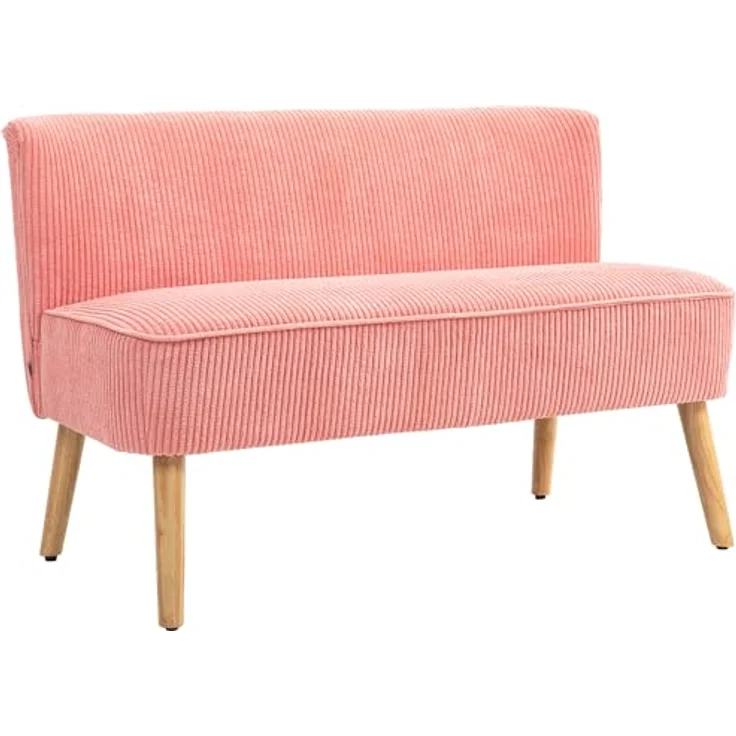 HOMCOM 2-Sitzer Sofa, Rosa, Skandi Design mit pflegeleichtem Stoffbezug, 56.5x77x117 cm – Bild 1