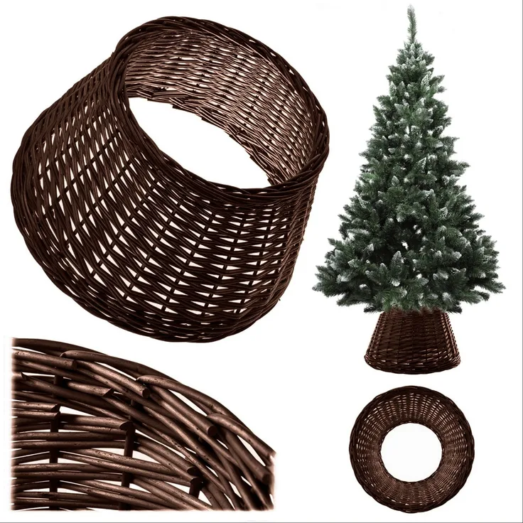 KADAX Weihnachtsbaumrock aus natürlicher Flechtweide, handgefertigte Abdeckung für Christbaumständer, Hülle für Weihnachtsbaumständer, Weihnachtsbaumring (50 cm)
