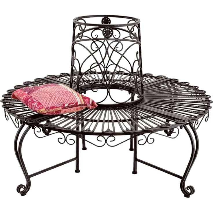 DanDiBo Baumbank Rund Metall Wetterfest Braun 96591 Rundbank ø 135 cm Gartenbank Sitzbank Bank Garten Antik – Bild 1