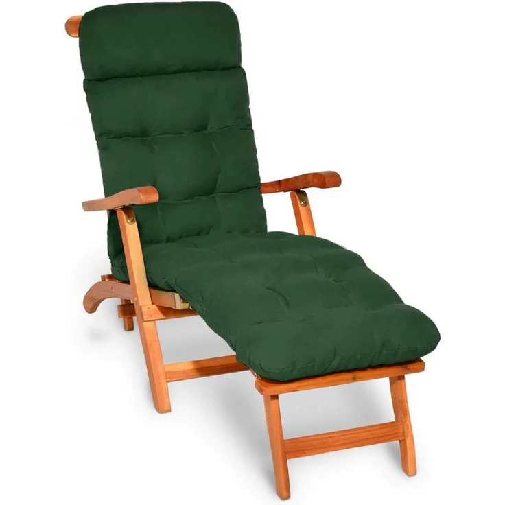Beautissu Polsterauflage 2X Bequeme Liegenauflage Deckchair, 200x50x8 cm, Grün, Gartenliege Auflage mit Schaumflockenfüllung – Polster für Liegestuhl – Bild 1