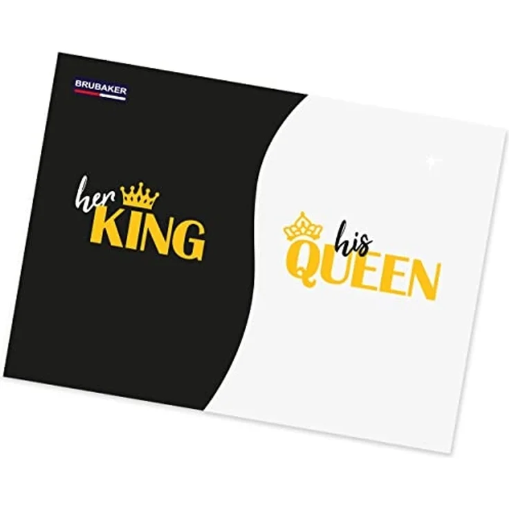BRUBAKER Tasse Kaffeetassen Her King & His Queen mit Grußkarte, 2-tlg, Keramik, Kaffeebecher - 300 ml Tassen Geschenkset - in Geschenkbox – Bild 4