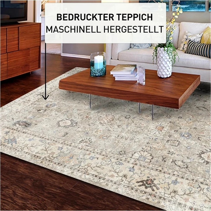 Bamyum Teppich Monty Teppich mit Chenille-Druck, Waschbarer, Antibakteriell Teppich, Einzelstück – Bild 2