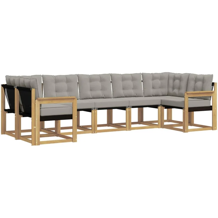 vidaXL Outdoor-Sofagarnitur 7 stk. 7-Sitzer Weiß und Hellgrau 3389829 – Bild 2