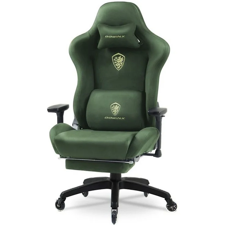 Dowinx Gaming-Stuhl Atmungsaktiver und Ergonomischer Bürostuhl aus Mikrofaser-Velours (Packung), Mikrofaser-Velours, Ausziehbarer Fußstütze, Armlehnen Verstellbar – Bild 4