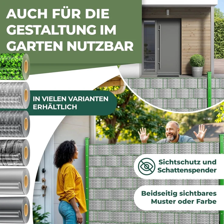 KESSER® PVC Sichtschutzstreifen Sichtschutz Rolle Doppelstabmatten Zaun Blickdicht | Wetterfest und Windschutz | Zaunfolie Sichtschutz Garten Gartenzaun 70 m, Rattan-Grau – Bild 6