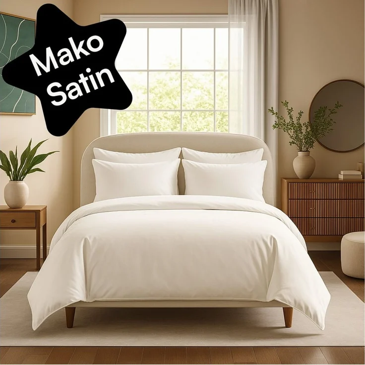 Seralino Bettwäsche Mako Satin Bettwäsche (100% Bio Baumwolle) mit Kissenbezug, 3 teilig, Fairtrade/ GOTS zertifiziert, uni Bettwäsche Set mit Reißverschluss – Bild 1