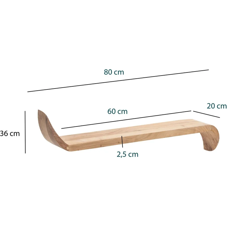 FINEBUY Wandregal FB74703 Wandregal Mango Massivholz 80cm Hängeregal modern geschwungen, Natürlich schön und funktional, Handgefertigt aus Mango Massivholz – Bild 3