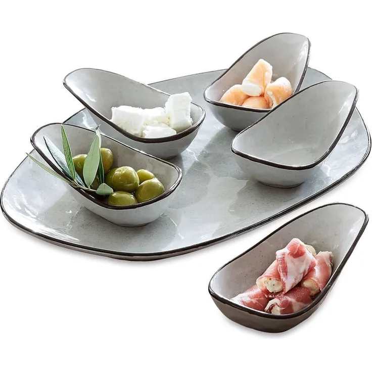 Mirabeau Geschirr-Set Servierschälchen 6er Set Biarré grau, Steinzeug