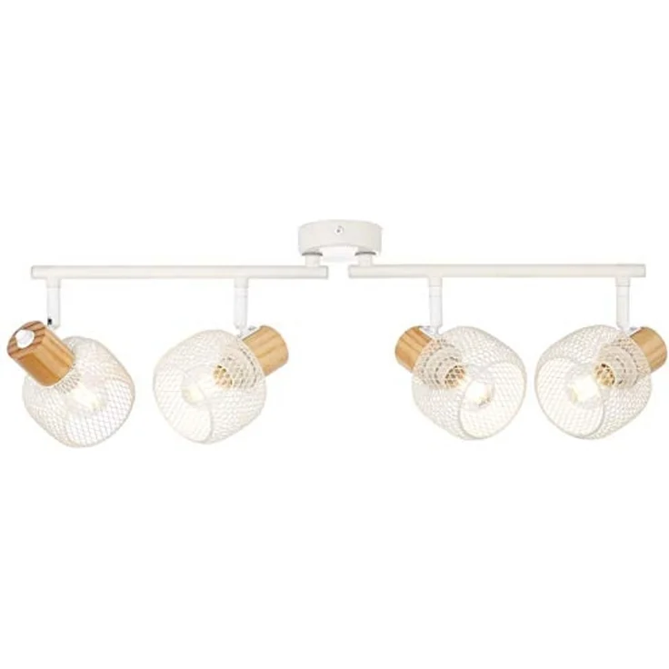 Brilliant Deckenstrahler Giada, ohne Leuchtmittel, 74 cm, 4 x E14, Köpfe schwenkbar, Metall/Holz, weiß/natur – Bild 3