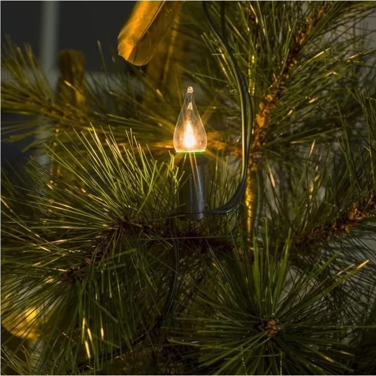KONSTSMIDE Christbaumkerzen 1028-000 Baumkette Topbirnen gedrehte Spitze 30er warmweiß/grün innen