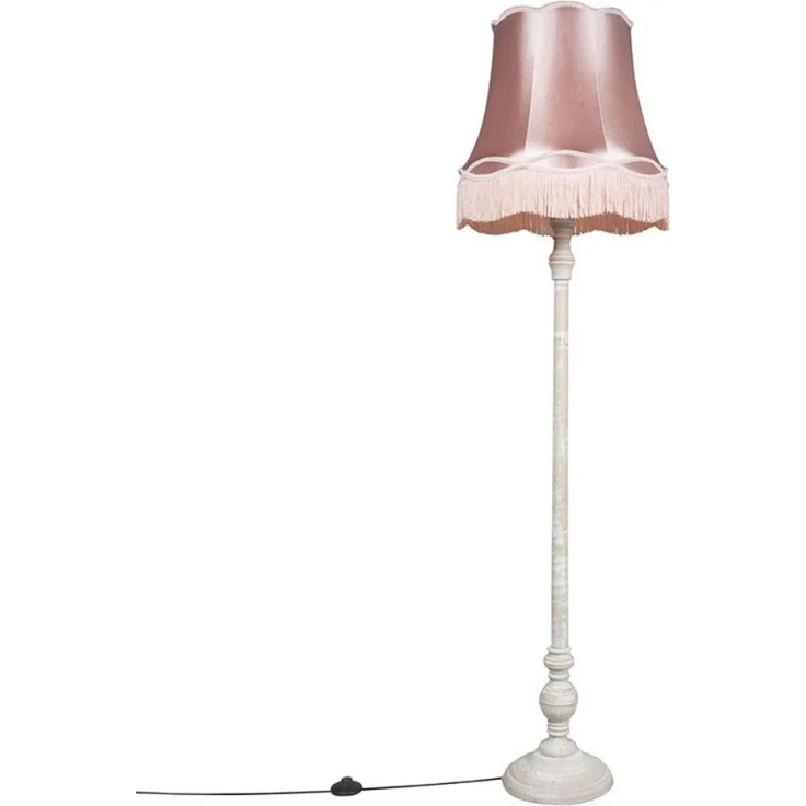 Qazqa Stehlampe Classico, ohne Leuchtmittel, E27, Rosa, Retro, Holz, 1-flammig – Bild 1
