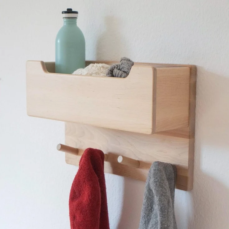 Ehrenkind Wandgarderobe für Kinder, Kindergarderobe (Garderobe Kinder, Garderobe für Kinderzimmer, Kinder Garderobe), aus massivem und nachhaltigem Holz - nach Montessori – Bild 3