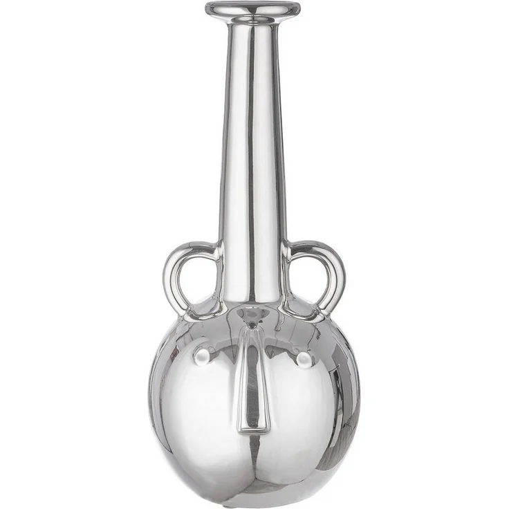 Gilde Gesichtsvase, "Viso", Gesichtsmotiv, Keramik, silberfarben, VE 1, H. 38 cm, D. 17,5 cm Höhe: 38.00 cm Durchmesser: 17.50 cm 47477 – Bild 1